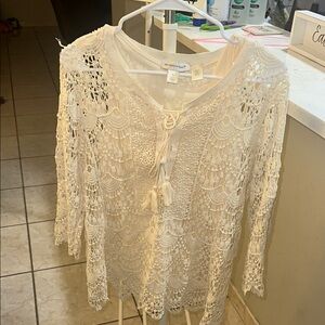 Cream Lace Crochet Cardigan